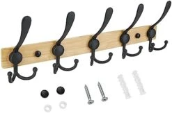 TICONN Wall Mounted Coat Rack, Five Heavy Duty Tri Hooks All Metal Construction For Jacket Coat Hat In Mudroom Entryway (Matte Black, 2-Pack) -GENERIC Shop 418tIHh1GL. AC