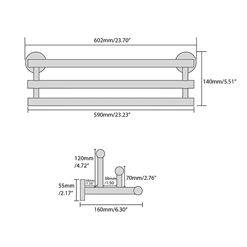 Bath Towel Bars,Towel Hanging 3 Rod/Rail Towel Holder Storage,Wall Mount 24-Inch Towel Rack For Bathroom,GYT6903-LS SUS304 Stainless Steel Brushed Nickel 2 Bath Towel Bars,Towel Hanging 3 Rod/Rail Towel Holder Storage,Wall Mount 24-Inch Towel Rack For Bathroom,GYT6903-LS SUS304 Stainless Steel Brushed Nickel - Image 2