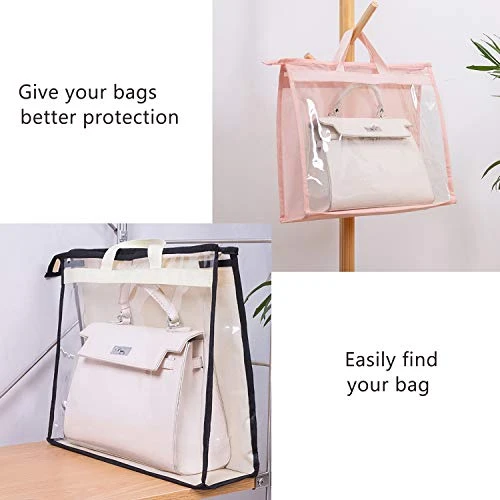 Vercord Clear PVC Handbag Dust-Free Cover Moistureproof Purse Storage Bag Organizer With Handle Zipper Space-Save Holder For Closet Beige XXL 5 Vercord Clear PVC Handbag Dust-Free Cover Moistureproof Purse Storage Bag Organizer With Handle Zipper Space-Save Holder For Closet Beige XXL - Image 5