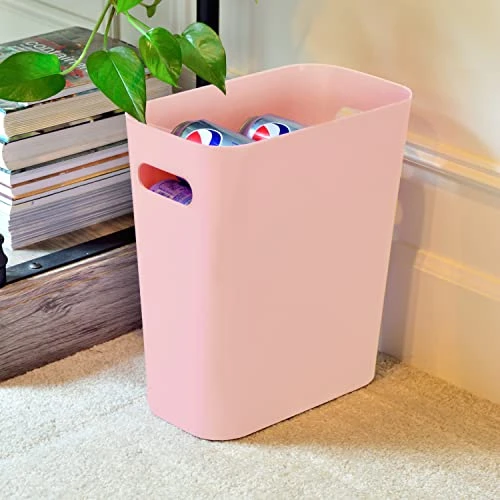 Youngever 2 Pack 3 Gallon Slim Trash Can, Plastic Garbage Container Bin, Trash Bin With Handles For Home Office, Living Room, Study Room, Kitchen, Bathroom (Pink) 3 Youngever 2 Pack 3 Gallon Slim Trash Can, Plastic Garbage Container Bin, Trash Bin With Handles For Home Office, Living Room, Study Room, Kitchen, Bathroom (Pink) - Image 3
