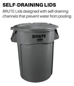 Rubbermaid Commercial Products Brute Trash Can Dome Lid, Gray, 55-Gallon, Compatible With The 55-Gallon Garbage Bins & Commercial Products Brute Heavy-Duty Round Trash/Garbage Lid, Gray -GENERIC Shop 41A8d1x6XNL