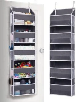 ULG 1 Pack Over Door Organizer With 5 Large Pockets 10 Mesh Side Pockets, 44 Lbs Weight Capacity Hanging Storage Organizer With Clear Window Kids Toys, Shoes, Diapers, Dark Grey, 5 Layers -GENERIC Shop 41ALEaE bVL. AC