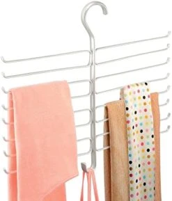 MDesign Metal Closet Rod Hanging Accessory Storage Organizer Rack For Scarves, Ties, Yoga Pants, Leggings, Tank Tops - Snag Free, Geometric Design, 16 Arms/1 Hook - Spira Collection - Rose Gold -GENERIC Shop 41AZnoODw1L. AC