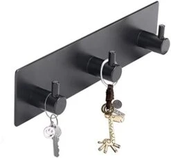 Soclim Key Holder For Wall Self Adhesive Key Hook For Wall No Damage Key Rack For Wall With 3 Key Hooks For Keys And Masks, Key Hanger For Wall Entryway, Hallway - Matte Black Extra Thick -GENERIC Shop 41AdgijxNXL. AC