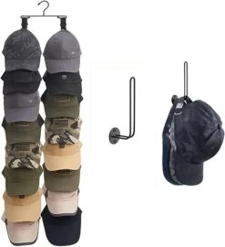 Mkono Hat Organizer For Baseball Caps Set, 2 Style Hanger, 2 Pack Space Saving L -Shaped Hat Hooks And 1 Pack Hanging Hat Holder