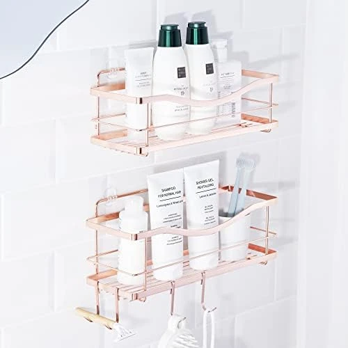 KINCMAX Shower Caddy Bathroom Shelf, No Drilling Traceless Adhesive Bathroom Storage Organizer, SUS304 Rustproof Food Storage Basket, 2-in-1 Kitchen Spice Racks-2 Pack (Matte Black) 8 KINCMAX Shower Caddy Bathroom Shelf, No Drilling Traceless Adhesive Bathroom Storage Organizer, SUS304 Rustproof Food Storage Basket, 2-in-1 Kitchen Spice Racks-2 Pack (Matte Black) - Image 8