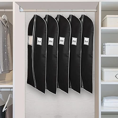 40" Garment Bags For Hanging Clothes (Set Of 5) Suit Covers Bags For Men, Syeeiex Suit Bags For Closet Storage With Clear Window Suit Protector Garment Bags For Storage Travel Men, Black & Grey 5 40" Garment Bags For Hanging Clothes (Set Of 5) Suit Covers Bags For Men, Syeeiex Suit Bags For Closet Storage With Clear Window Suit Protector Garment Bags For Storage Travel Men, Black & Grey - Image 5