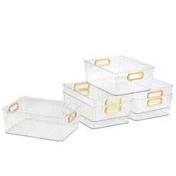 Idotry 6-Pack Clear Pantry Storage Bins, Plastic Organizer Bins
