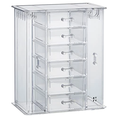 Beautify Clear Acrylic Jewelry Organizer Chest/Makeup Storage Box With 6 Drawers & Hanging Necklace Holder - Clear 5 Beautify Clear Acrylic Jewelry Organizer Chest/Makeup Storage Box With 6 Drawers & Hanging Necklace Holder - Clear - Image 5
