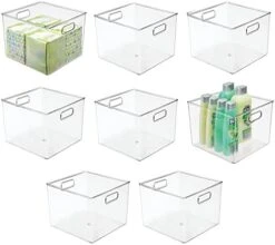 MDesign Small Plastic Bathroom Storage Container Bins With Handles For Organization In Closet, Cabinet, Vanity Or Cupboard Shelf, Accessory Organizer - Ligne Collection - 8 Pack, Clear -GENERIC Shop 41C9ub8zphL. AC