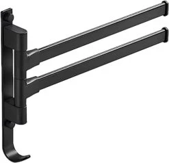 GENERIC Swivel Towel Rack 2 Arms, Aluminium Two In ONE Towel Racks For Bathroom Space Saving Swing Out 180° Rotation- Strong Design Matte Black