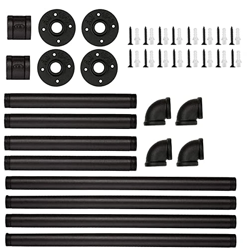 C&AHOME Industrial Pipe Clothes Rack, 2 Pack Clothing Rack Wall Mount 36’'L With 4 S-Shaped Hooks, MultiPurpose Detachable Hanging Bracket Rod, Space-Saving Heavy Duty Garment Rack Bar Black UPCRM02B 7 C&AHOME Industrial Pipe Clothes Rack, 2 Pack Clothing Rack Wall Mount 36’'L With 4 S-Shaped Hooks, MultiPurpose Detachable Hanging Bracket Rod, Space-Saving Heavy Duty Garment Rack Bar Black UPCRM02B - Image 7