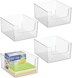 MDesign Plastic Open Front Storage Organizer Bins For Kitchen, Bedroom, Bathroom, Home Office, Or Playroom - Home Decor Bins Hold Food, Toys, Books, Or Office Supplies, Ligne Collection, 4 Pack, Clear -GENERIC Shop 41CS8yZDeJL. AC