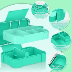 STAVOZE Bento Box, Bento Lunch Box For Kids, 1550ML Lunch Containers For Kids/Adults/Students, 6 Compartment LeakProof Adult Lunch Box With Utensils, Microwave/Dishwasher/Freezer Safe