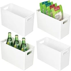 MDesign Plastic Kitchen Organizer - Storage Holder Bin With Handles For Pantry, Cupboard, Cabinet, Fridge/Freezer, Shelves, Counter - Holds Canned Food, Snacks - Ligne Collection - 4 Pack - Clear 14 MDesign Plastic Kitchen Organizer - Storage Holder Bin With Handles For Pantry, Cupboard, Cabinet, Fridge/Freezer, Shelves, Counter - Holds Canned Food, Snacks - Ligne Collection - 4 Pack - Clear -GENERIC Shop 41Ci3unHE2L. AC