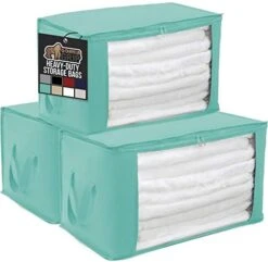 Gorilla Grip Large Capacity 4 Pack Clothes Storage Bag Organizer, 90L, Reinforced Handles, Thick Fabric For Blankets, Bedding, Clothing, Foldable Zipper Container Bags, Clear Window Closet Totes Black -GENERIC Shop 41CjQppZYxL. AC