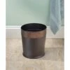 MDesign Decorative Round Small Trash Can Wastebasket, Garbage Container Bin For Bathrooms, Powder Rooms, Kitchens, Home Offices - Steel In Bronze Finish With Woven Textured Accent