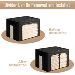 2Pack Storage Bins With Divided Interior - Frame Storage Box Oxford Fabric Clothes Storage Bags Large Capacity Stackable Foldable Container Organizer Set With Clear Window (X-Large-100L, Black) -GENERIC Shop 41CwI14P7XL