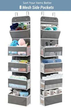 GALMAXS7 2 Pack 5-Shelf Over The Door Hanging Organizer With 8 Mesh Side Pockets, Back Of Door Storage Organizer, Closet Door Organizer Hanging Diaper Storage Organizer, Door Hanger Organizer, Grey -GENERIC Shop 41CwsrbxsRL