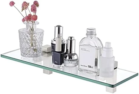 Glass Shelves For Bathroom, 15.8-Inch Bathroom Shelf With Rectangle Tempered Glass And Polished Chrome Bracket Wall Mount 2 Pack, BGS3201S40-P2 10 Glass Shelves For Bathroom, 15.8-Inch Bathroom Shelf With Rectangle Tempered Glass And Polished Chrome Bracket Wall Mount 2 Pack, BGS3201S40-P2 - Image 10