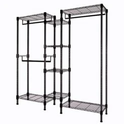 Soywey Heavy Duty Wire Garment Rack, Clothing Rack Clothes Rack For Hanging Clothes Metal Free Standing Clothes Rack Wire Metal Clothing Rack Closet(Black)