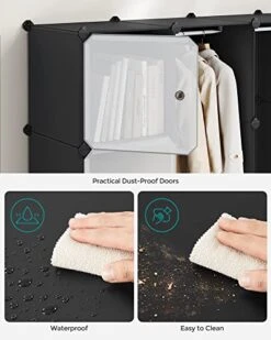 SONGMICS Cube Storage Organzier Portable Wardrobe Closet, 12 Cubes DIY Plastic Armoire Cabinet Modular Shelves Unit With Doors And Hanging Rods For Bedroom, Black ULPC301B01 -GENERIC Shop 41DM9xzMW1L