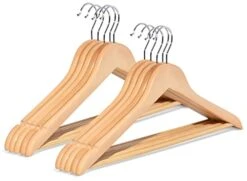 Hodge Home Essentials Natural Wooden Hangers 10 Pack - Premium, Smooth, Durable, Heavy Duty, Hangers With 360, Rotatable Hook - Heavy Duty Coat Hangers