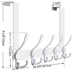 WEBI Over The Door Hook Door Hanger Hook Rack With 5 Tri Hooks For Hanging Coats, Over The Door Towel Rack Towel Hanger Door Coat Hanger Over Door Coat Rack For Bathroom,Behind Back Of Door,White -GENERIC Shop 41Dhydhf5PL