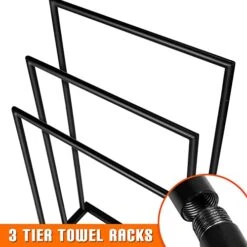 3 Tiers Stainless Steel Towel Rack, 3 Bars Free Standing Towel Rack, Holder Drying Stand Towel For Bathroom, Hand Towel Drying Rack Stand, Black Towel Rack, Next To Tub Or Shower -GENERIC Shop 41E015s5euL