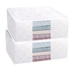 FYY Clothes Storage Bag 2 Pack, Double Zipper Storage Bag Clothes Organizer With Visible Design For Blanket, Sweaters, Coat, Clothes, Bed Sheet