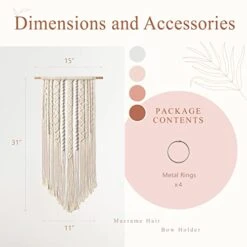 Mkono Macrame Bow Holder Hanging Hair Bow Organizer For Girls Hair Bows,Boho Wall Hair Clips Headband Storage Hanger For Baby Toddler Girls Room, Ivory (Clips And Other Props Not Included) 5 Mkono Macrame Bow Holder Hanging Hair Bow Organizer For Girls Hair Bows,Boho Wall Hair Clips Headband Storage Hanger For Baby Toddler Girls Room, Ivory (Clips And Other Props Not Included) -GENERIC Shop 41EZSasUGKL