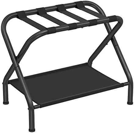 SONGMICS Luggage Racks, Set Of 2, Suitcase Stand With Fabric Storage Shelf, For Guest Room, Bedroom, Hotel, Foldable Steel Frame, Holds Up To 110 Lb, 27.2 X 15 X 20.5 Inches, Black URLR002B02 9 SONGMICS Luggage Racks, Set Of 2, Suitcase Stand With Fabric Storage Shelf, For Guest Room, Bedroom, Hotel, Foldable Steel Frame, Holds Up To 110 Lb, 27.2 X 15 X 20.5 Inches, Black URLR002B02 - Image 9