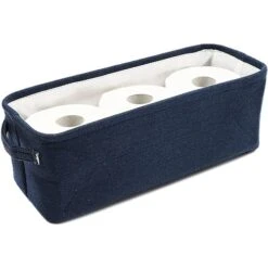 Juvale Dark Blue Fabric Storage Bin For Home And Bathroom (16 X 6 X 5.5 Inches) -GENERIC Shop 41El0vIw7aL