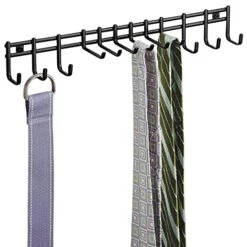 MDesign Closet Wall Mount Metal Accessory Organizer And Storage Center - Modern Slim Holder For Womens And Mens Ties, Belts, Scarves, Sunglasses, Watches - 12 Hooks, 2 Pack, Matte Black -GENERIC Shop 41ExKN5mkDS