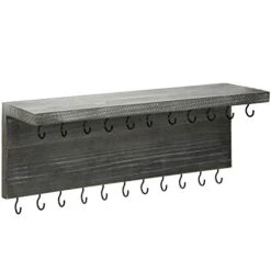 MyGift Hanging Jewelry Organizer, Wall-Mounted Rustic Gray Wood Necklace, Bracelets Display Rack With 26 Hooks And Top Shelf -GENERIC Shop 41F6bWuTbIL