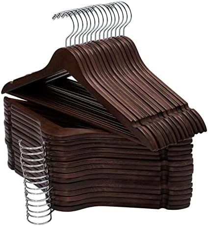 ELONG HOME Solid Wooden Hangers, 20 Pack Wood Hangers With Extra Smooth Finish, Precisely Cut Notches And Chrome Swivel Hook, Wooden Clothes Hangers For Shirt Suit Jacket Dress 7 ELONG HOME Solid Wooden Hangers, 20 Pack Wood Hangers With Extra Smooth Finish, Precisely Cut Notches And Chrome Swivel Hook, Wooden Clothes Hangers For Shirt Suit Jacket Dress - Image 7