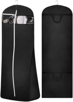 MISSLO 70" Bridal Wedding Gown Dress Garment Bag With Accessories Pouch Large Travel Garment Cover 8" Gusset (Black), 1 Pack -GENERIC Shop 41G m8rGePL. AC