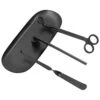 Jiozermi 4 In 1 Candle Accessory Set - Candle Wick Trimmer, Candle Wick Dipper, Candle Wick Snuffer & Storage Tray Plate, Candle Care Kit Gift For Candle & Aromatherapy Lovers - Black
