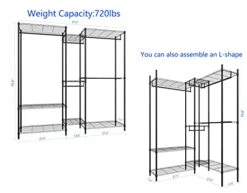 Serxis Heavy Duty Garment Rack For Hanging Clothes, Metal Clothing Rack,Large Capacity Portable Clothing Rack,Freestanding Open Wardrobe Organizer Rack, 67.0"L X 13.8"W X 75.6"H Max Load 720LBS, Black 9 Serxis Heavy Duty Garment Rack For Hanging Clothes, Metal Clothing Rack,Large Capacity Portable Clothing Rack,Freestanding Open Wardrobe Organizer Rack, 67.0"L X 13.8"W X 75.6"H Max Load 720LBS, Black -GENERIC Shop 41G4ub0WQLL