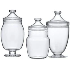 Amazing Abby - Keep - Acrylic Apothecary Jars (3-Piece Set), Plastic Jars With Lids, Bathroom Canisters, Vanity Organizers, Candy Buffet, Wedding Display, BPA-Free And Shatter-Proof -GENERIC Shop 41G8rdlyFjL