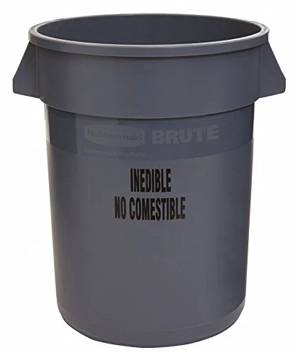 Rubbermaid Commercial Products Large Brute Trash Can/Garbage Container, 32-Gallon, Gray, Plastic Bin For Indoor/Outdoor/Garage/School/Festival 2 Rubbermaid Commercial Products Large Brute Trash Can/Garbage Container, 32-Gallon, Gray, Plastic Bin For Indoor/Outdoor/Garage/School/Festival - Image 2