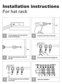 Dahey Hat Rack For Wall Baseball Hat Organizer Hanger Caps Holder With 20 Clips Metal Wall Mounted Cap Organizer For Closet Door Bedroom Entryway Laundry,Set Of 2,Black -GENERIC Shop 41GYoPf0dpL