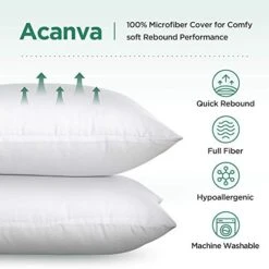 Acanva Square Premium Throw Pillow Inserts With Microfiber Filled, Lumbar Support Decorative Stuffer For Sofa Bed Couch & Chairs, 12x20(4 Count), White