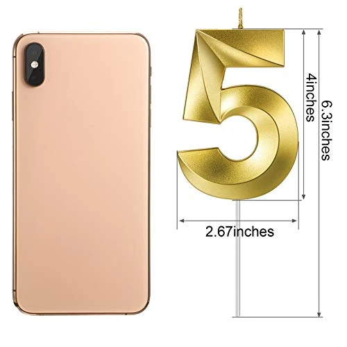 4 Inch 50th Birthday Candles, 3D Diamond Shape Number 50 Candles Cake Topper Numeral Candles Cake Topper For Birthday Anniversary Party Decorations (Bright Gold) 2 4 Inch 50th Birthday Candles, 3D Diamond Shape Number 50 Candles Cake Topper Numeral Candles Cake Topper For Birthday Anniversary Party Decorations (Bright Gold) - Image 2