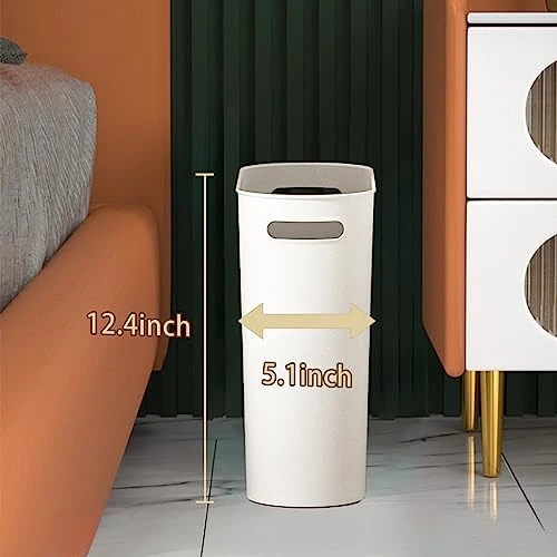 Zaaqii 2.2 Gallon Small Slim White Plastic Trash Can Narrow Covered Garbage Bin For Bathroom Laundry Home Office Kitchen Pack Of 2 2 Zaaqii 2.2 Gallon Small Slim White Plastic Trash Can Narrow Covered Garbage Bin For Bathroom Laundry Home Office Kitchen Pack Of 2 - Image 2