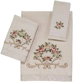 - 3pc Towel Set, Soft & Absorbent Cotton, Floral Inspired Bathroom Accessories (Rosefan Collection) -GENERIC Shop 41HNlYkRofL. AC