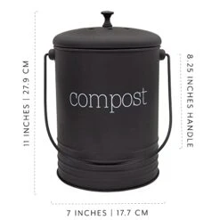 AuldHome Black Enamelware Compost Bin, Farmhouse Compost Can Set With Lid And Charcoal Filters, 1.3 Gallon -GENERIC Shop 41HYaeWOIpL