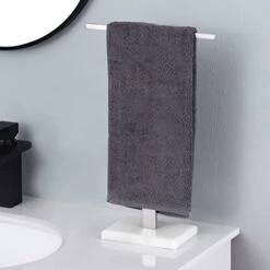 KES Countertop Towel Rack Stand, Free Standing Hand Towel Holder With Marble Base Towel Rack Standing For Bathroom SUS304 Stainless Steel T-Shape Brushed Steel, BTH224-2