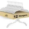 Quality Hangers Clear Hangers 12 Pack - Crystal Cut Hangers For Clothes - Durable Plastic Hanger Set - Invisible Dress Hangers For Suits - Heavy Duty Hangers - Nonslip Coat And Shirt Hangers
