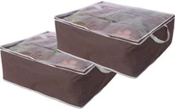 Amelitory Underbed Organizer Container Foldable Fabric Storage Bags With Clear Window For Clothes Blankets 2 Pack,Gray -GENERIC Shop 41HogQ JxUL. AC